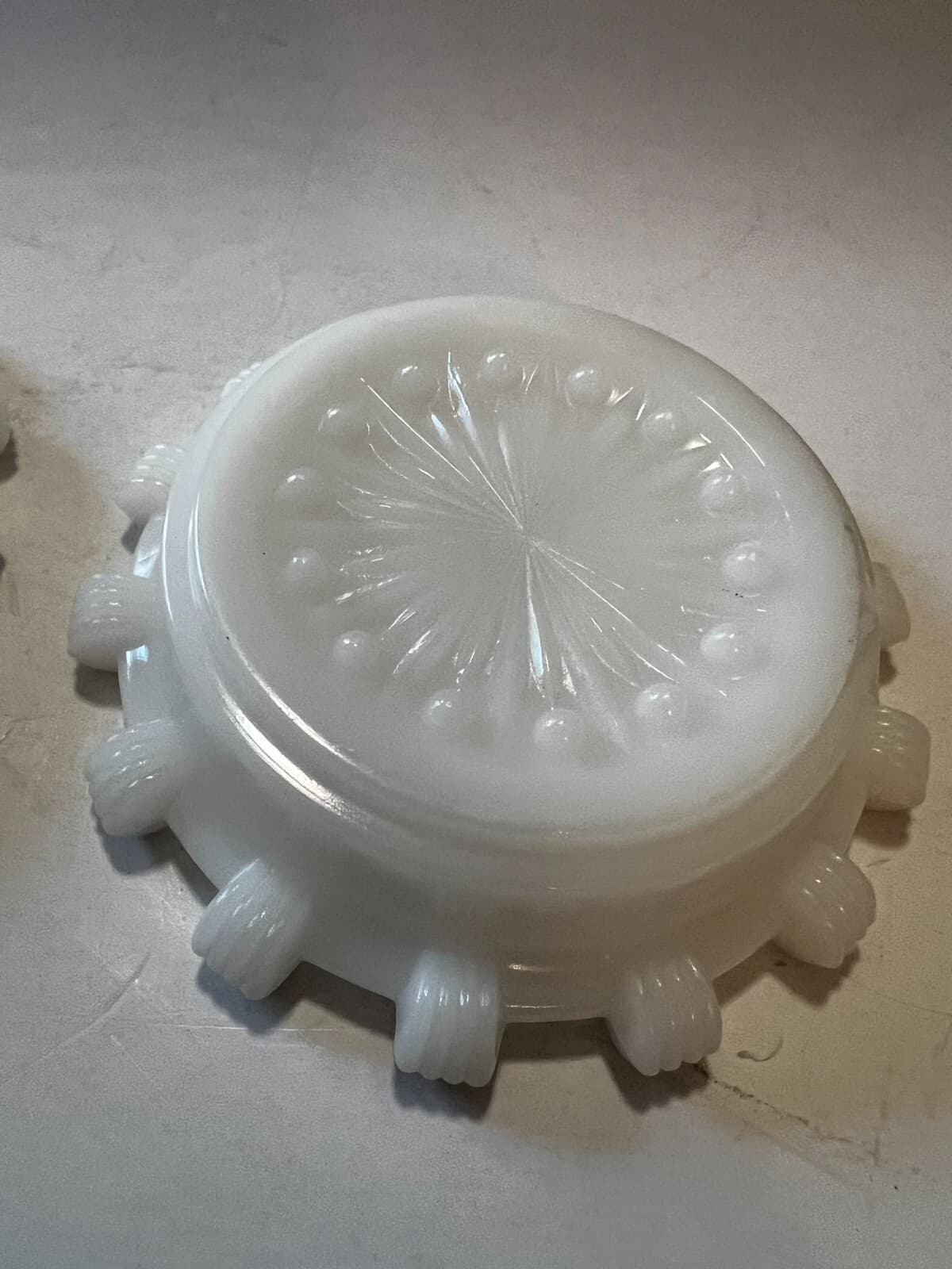 2 Vintage Hazel Atlas Apple Blossom Floral Dogwood Coasters Ashtray Milk Glass - Thumbnail 5