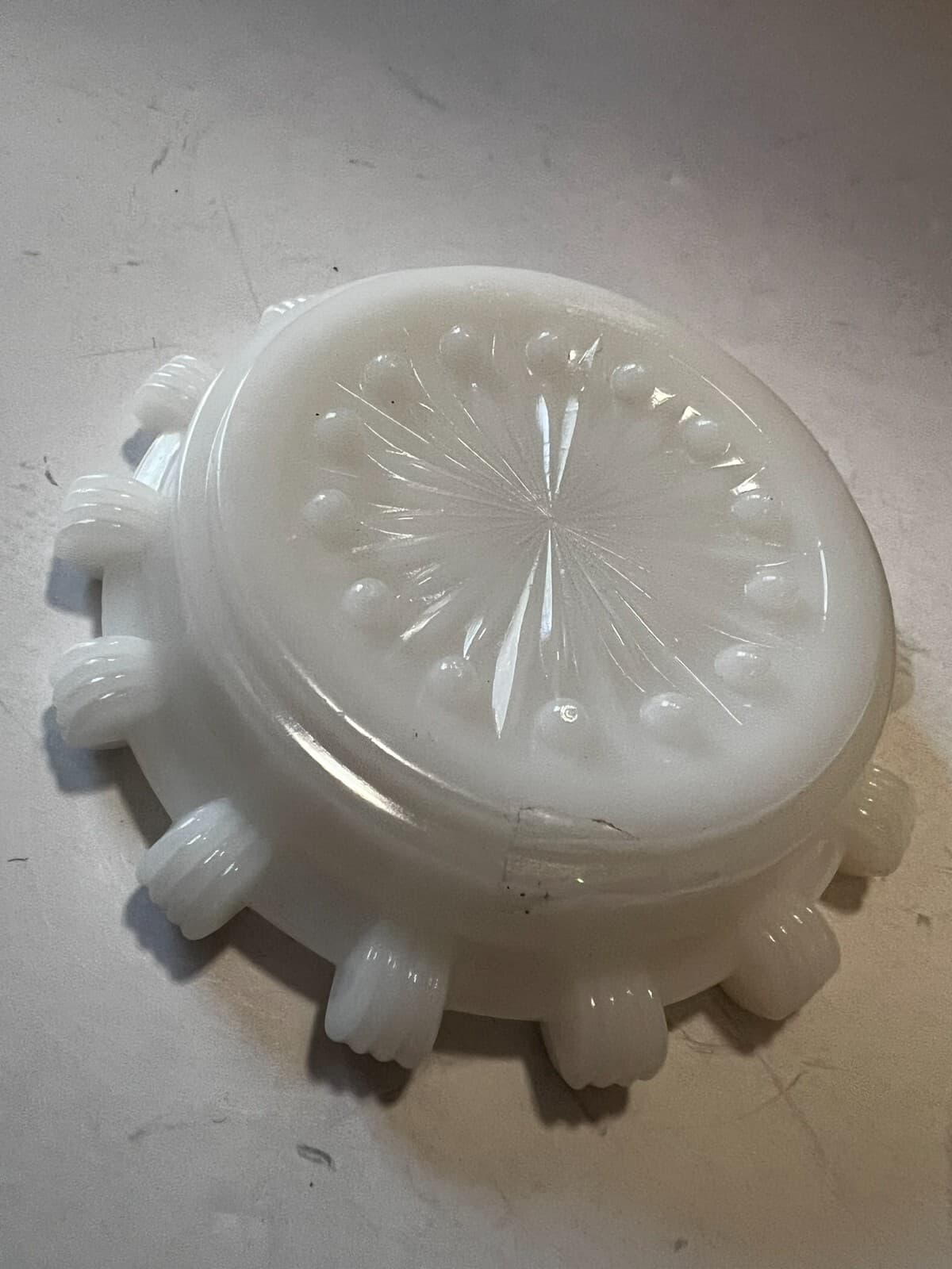 2 Vintage Hazel Atlas Apple Blossom Floral Dogwood Coasters Ashtray Milk Glass - Thumbnail 4