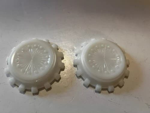 2 Vintage Hazel Atlas Apple Blossom Floral Dogwood Coasters Ashtray Milk Glass - Thumbnail 3
