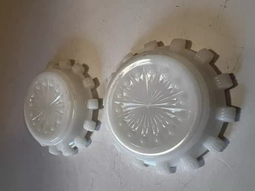 2 Vintage Hazel Atlas Apple Blossom Floral Dogwood Coasters Ashtray Milk Glass - Thumbnail 6