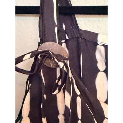 Women's Tie Dye Adjustable Spaghetti Strap Loose Fit Tank Top Black White S - Thumbnail 4