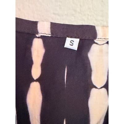 Women's Tie Dye Adjustable Spaghetti Strap Loose Fit Tank Top Black White S - Thumbnail 7