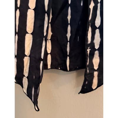 Women's Tie Dye Adjustable Spaghetti Strap Loose Fit Tank Top Black White S - Thumbnail 5