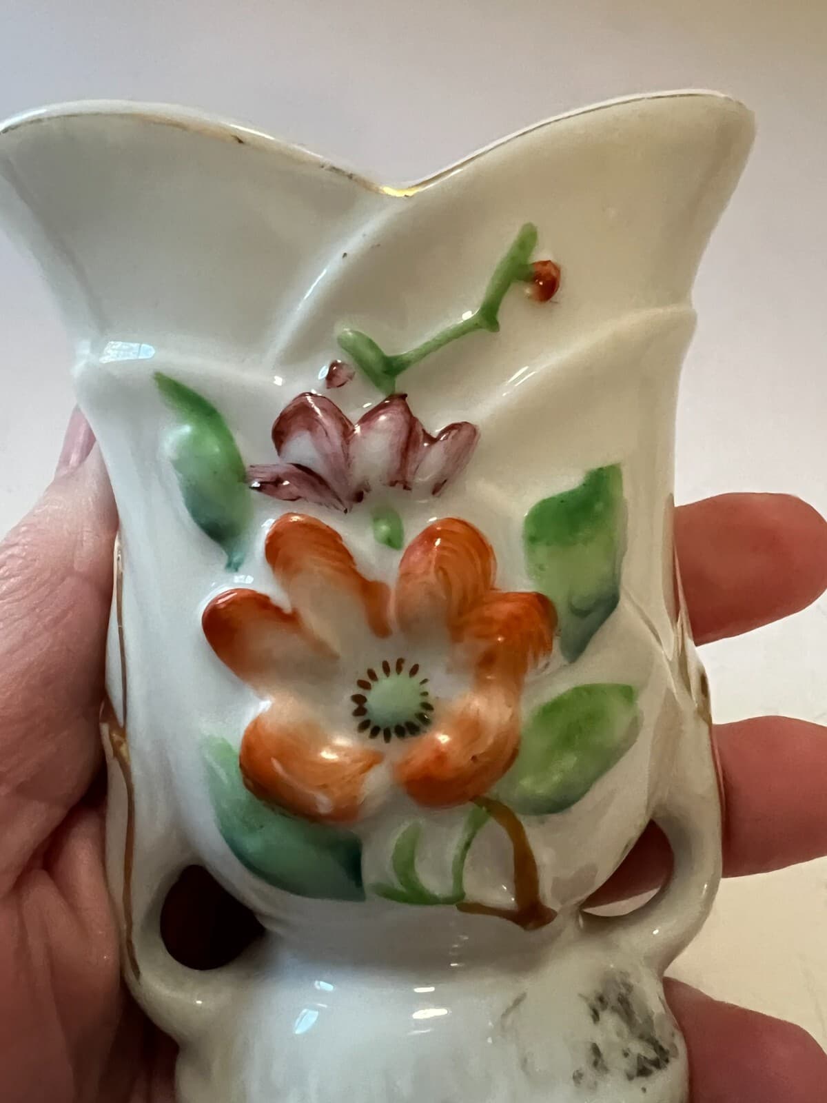 Vintage Small Floral Porcelain Occupied Japan Decorative Flower Bud Vase - Thumbnail 9