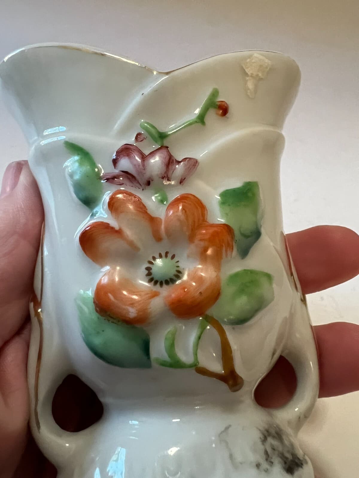 Vintage Small Floral Porcelain Occupied Japan Decorative Flower Bud Vase - Thumbnail 8