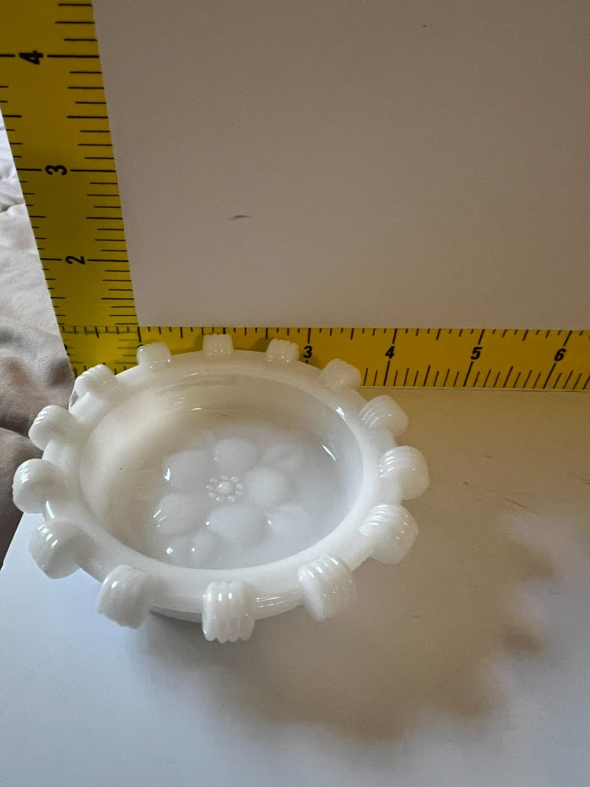2 Vintage Hazel Atlas Apple Blossom Floral Dogwood Coasters Ashtray Milk Glass - Thumbnail 13