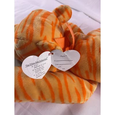 TY Beanie Purr The Cat Plush Baby Pillow Pals Collection 1996 15" Orange - Thumbnail 6