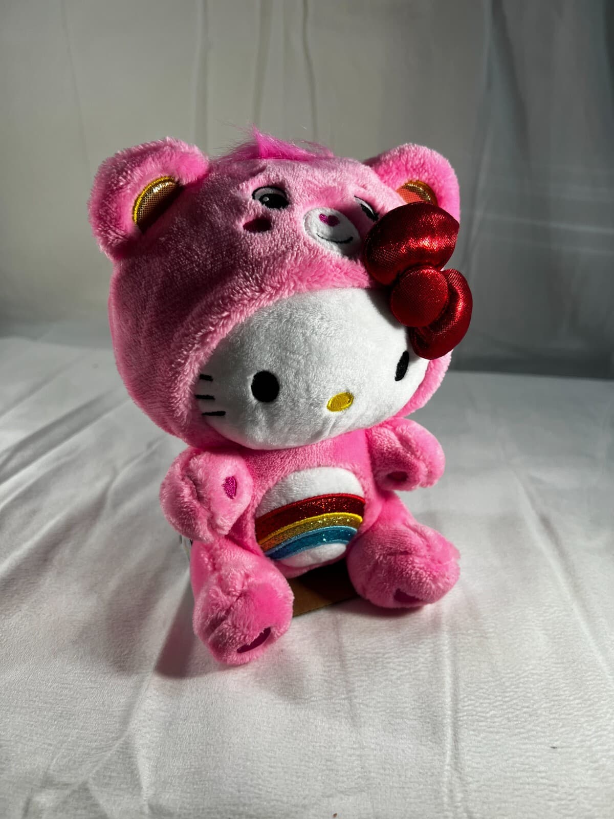 NEW Hello Kitty Care Bear Cheer Bear 2024 Sanrio In Original Pkg Rainbow Pink - Thumbnail 10