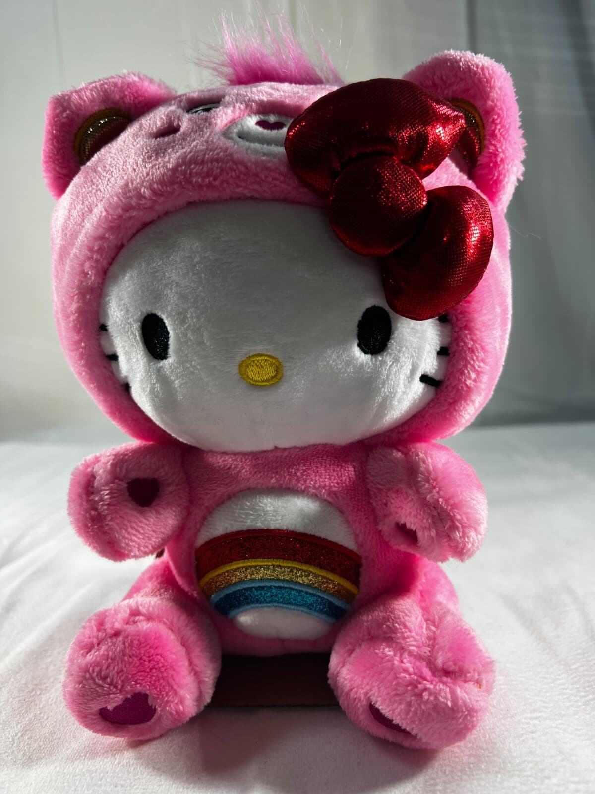 NEW Hello Kitty Care Bear Cheer Bear 2024 Sanrio In Original Pkg Rainbow Pink - Thumbnail 17