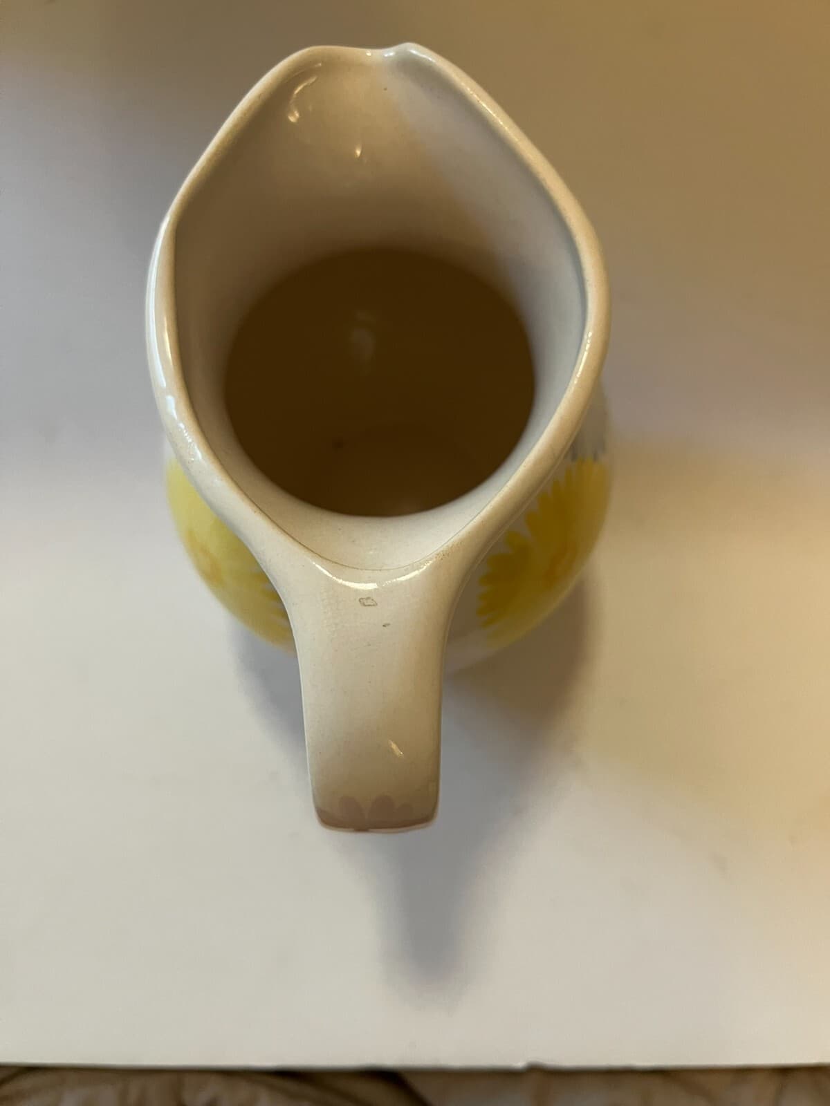 Spring Farmhouse White Floral Art Ware Pitcher Hand Painted Flower Design Vtg - Thumbnail 9