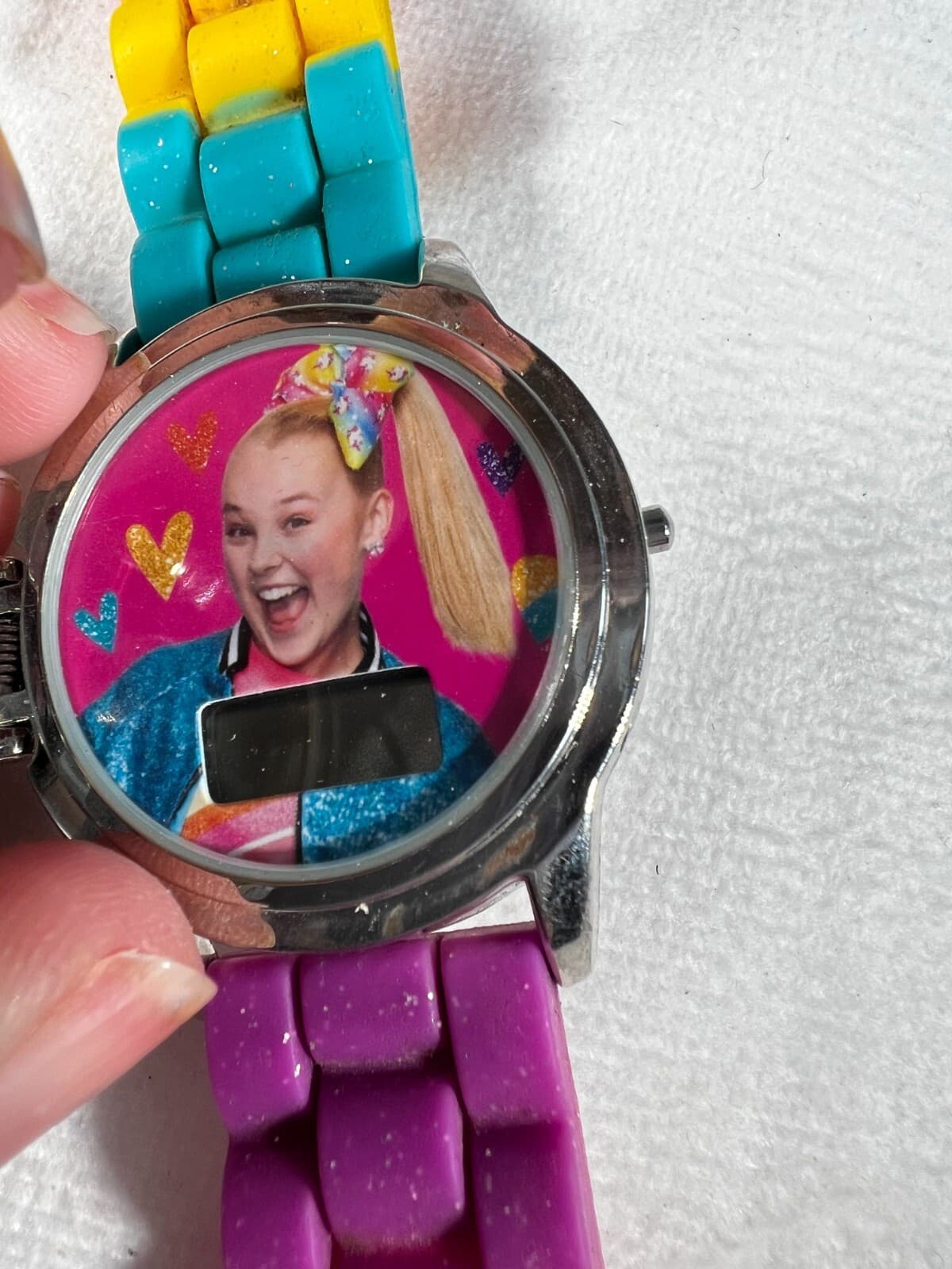 Nickelodeon JoJo Siwa Digital Watch Rainbow Band Spinner face 2020 Untested - Thumbnail 3