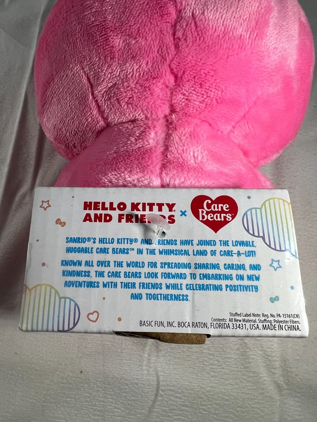 NEW Hello Kitty Care Bear Cheer Bear 2024 Sanrio In Original Pkg Rainbow Pink - Thumbnail 15