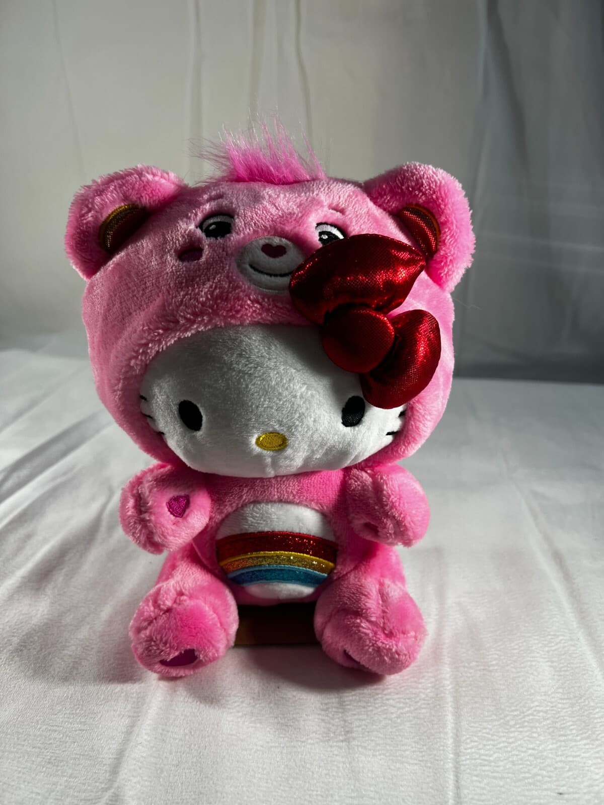 NEW Hello Kitty Care Bear Cheer Bear 2024 Sanrio In Original Pkg Rainbow Pink - Thumbnail 11