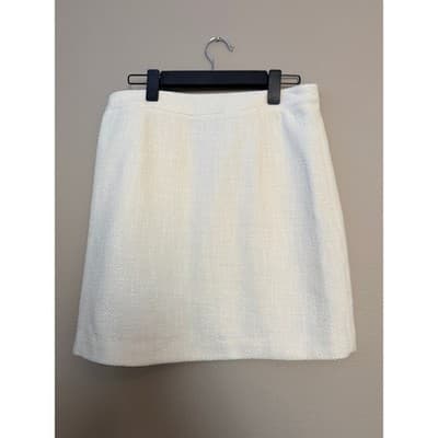 Marc New York Mid Rise Knit Button Front Tweed Mini Skirt White 8 - Thumbnail 3