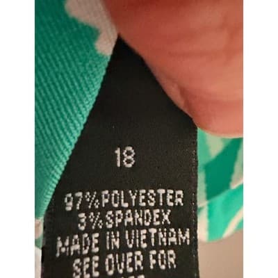 ALYX Teal Geometric Print Scoop Neck Sleeveless Sheath Mini Dress Green White 18 - Thumbnail 5