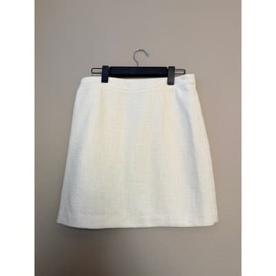 Marc New York Mid Rise Knit Button Front Tweed Mini Skirt White 8 - Thumbnail 13