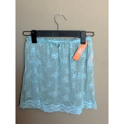 Colsie Lace Bralette & Skirt Set Blue Floral Lingerie 2 Piece Size Small NWT - Thumbnail 9