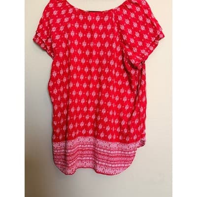 Christopher & Banks Double Cap Casual Bohemian Short Sleeve Blouse Red XL EUC - Thumbnail 7