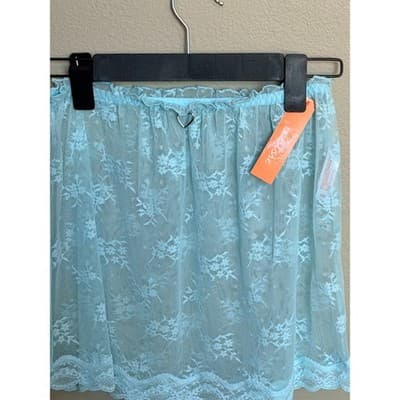 Colsie Lace Bralette & Skirt Set Blue Floral Lingerie 2 Piece Size Small NWT - Thumbnail 11