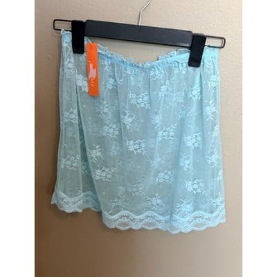 Colsie Lace Bralette & Skirt Set Blue Floral Lingerie 2 Piece Size Small NWT - Thumbnail 20