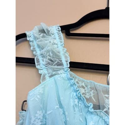 Colsie Lace Bralette & Skirt Set Blue Floral Lingerie 2 Piece Size Small NWT - Thumbnail 5