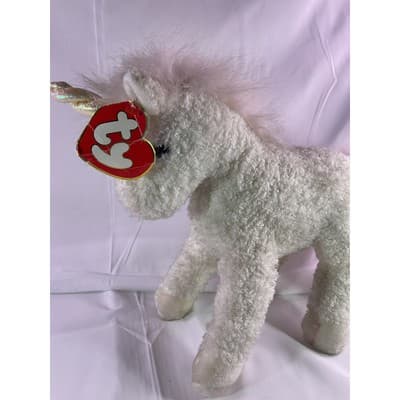 TY Sparkles The Unicorn Classic Plush Large 1996 10" Tall White - Thumbnail 2