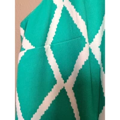 ALYX Teal Geometric Print Scoop Neck Sleeveless Sheath Mini Dress Green White 18 - Thumbnail 12