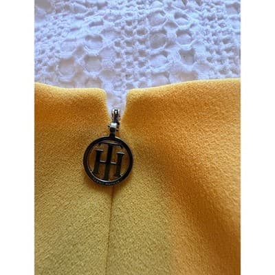 Tommy Hilfiger V Neck Belted Waist Wide Leg One Piece Jumpsuit Yellow 10 EUC - Thumbnail 15