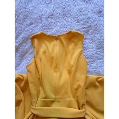 Tommy Hilfiger V Neck Belted Waist Wide Leg One Piece Jumpsuit Yellow 10 EUC - Thumbnail 14