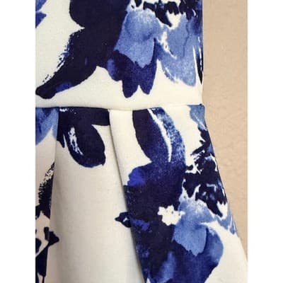 Monteau Floral Spaghetti Strap V Neckline Mini Sundress Blue White M - Thumbnail 9