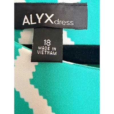 ALYX Teal Geometric Print Scoop Neck Sleeveless Sheath Mini Dress Green White 18 - Thumbnail 4