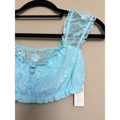 Colsie Lace Bralette & Skirt Set Blue Floral Lingerie 2 Piece Size Small NWT - Thumbnail 14