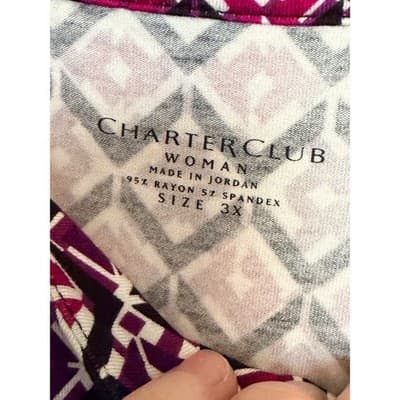 Charter Club Women's Loose Fit Scoop Neck Long Sleeve Blouse Black/Pink 3x - Thumbnail 6