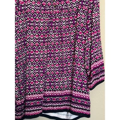 Charter Club Women's Loose Fit Scoop Neck Long Sleeve Blouse Black/Pink 3x - Thumbnail 4