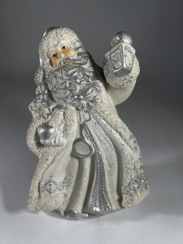 Vintage Christmas Santa Claus Victorian K’s Collection White Silver Figurine