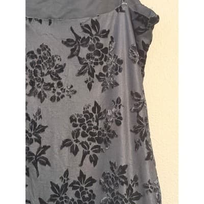 Vintage Floral Lace Velvet Spaghetti Strap Bodycon Maxi Dress Black Small EUC - Thumbnail 16