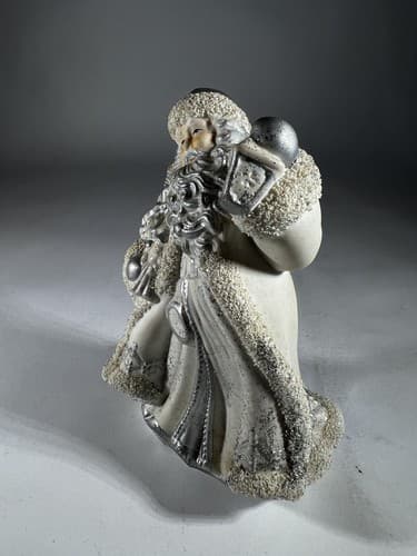 Vintage Christmas Santa Claus Victorian K’s Collection White Silver Figurine - Thumbnail 3