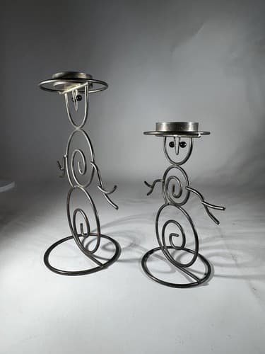 Vintage Christmas Snowman Set Of 2 International Silver Company Tea light Holder - Thumbnail 3
