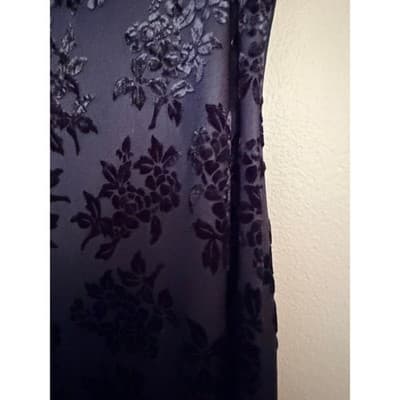 Vintage Floral Lace Velvet Spaghetti Strap Bodycon Maxi Dress Black Small EUC - Thumbnail 11
