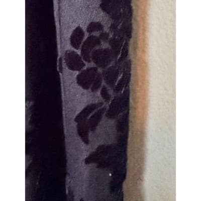 Vintage Floral Lace Velvet Spaghetti Strap Bodycon Maxi Dress Black Small EUC - Thumbnail 4