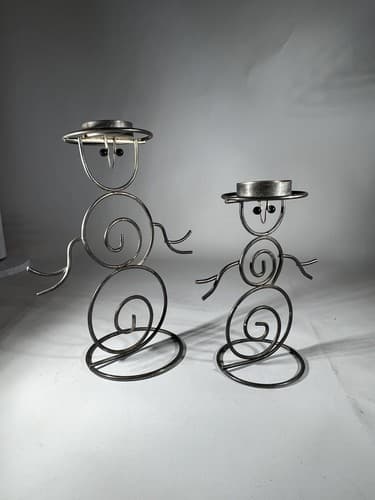 Vintage Christmas Snowman Set Of 2 International Silver Company Tea light Holder - Thumbnail 6