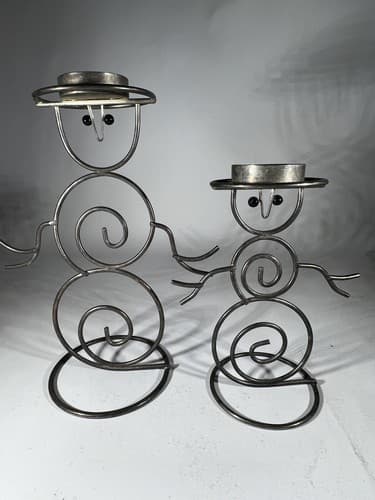 Vintage Christmas Snowman Set Of 2 International Silver Company Tea light Holder - Thumbnail 11