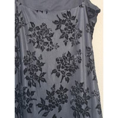 Vintage Floral Lace Velvet Spaghetti Strap Bodycon Maxi Dress Black Small EUC - Thumbnail 10