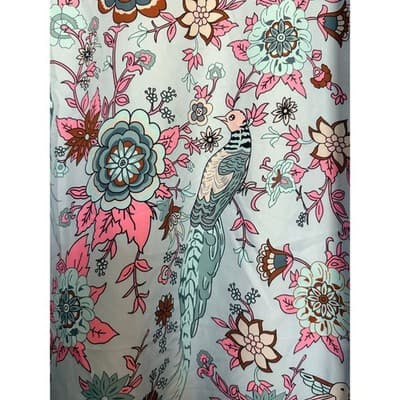 Women’s Boho Floral Bird Print Tunic Blouse Stand Collar Button Front Pink XXL - Thumbnail 13
