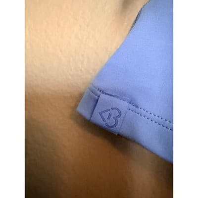 Blogilates Bow Back Tie Athletic Tank Top Blue Halter Ruched Front Small NWT - Thumbnail 3