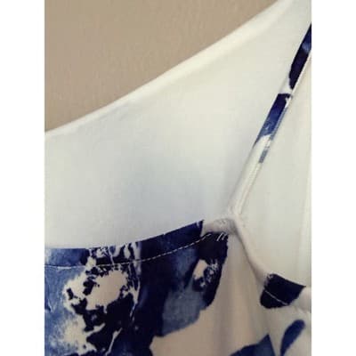 Monteau Floral Spaghetti Strap V Neckline Mini Sundress Blue White M - Thumbnail 13