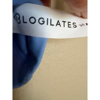 Blogilates Bow Back Tie Athletic Tank Top Blue Halter Ruched Front Small NWT - Thumbnail 7