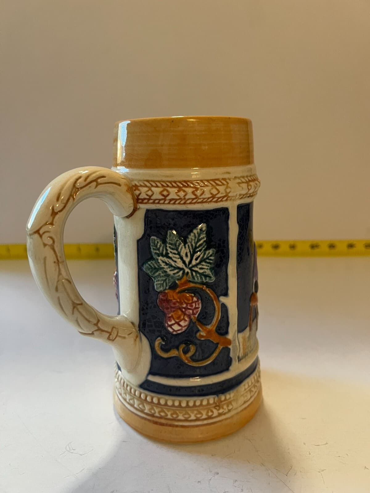 Vintage Ceramic Beer Stein Mug Made In Japan Raised Artwork Design Pub Glassware - Thumbnail 6