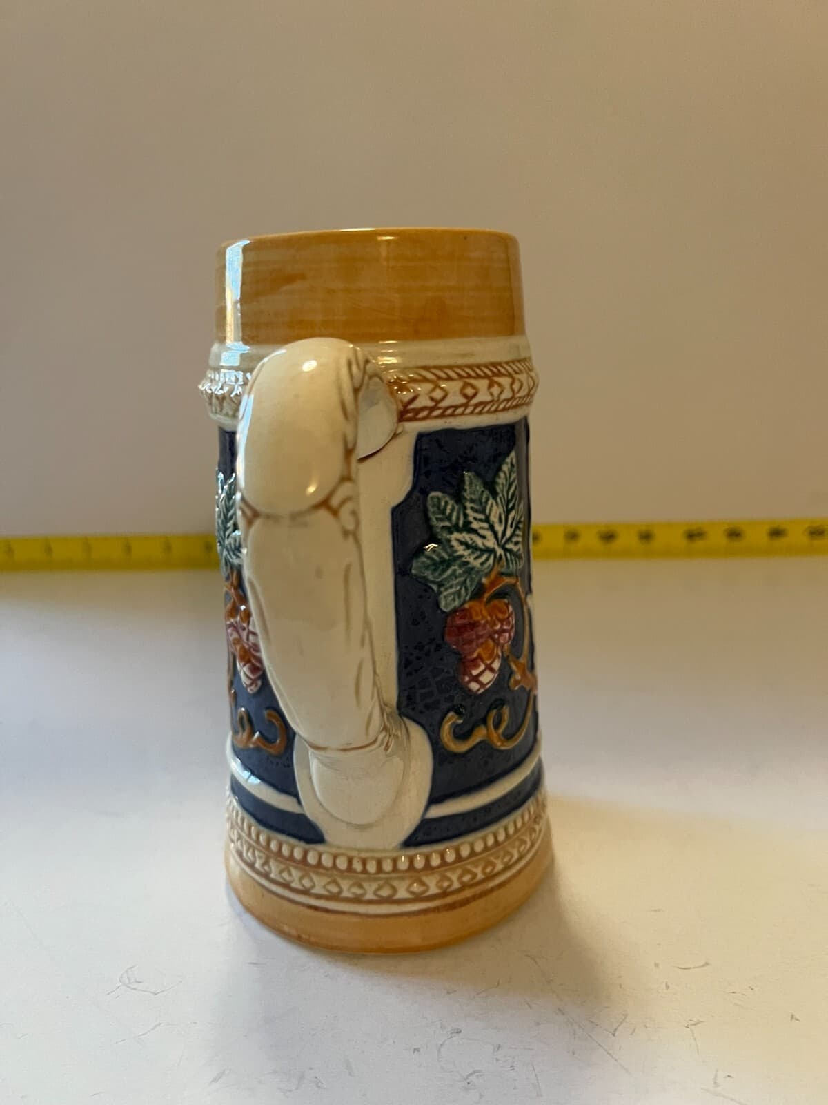 Vintage Ceramic Beer Stein Mug Made In Japan Raised Artwork Design Pub Glassware - Thumbnail 7