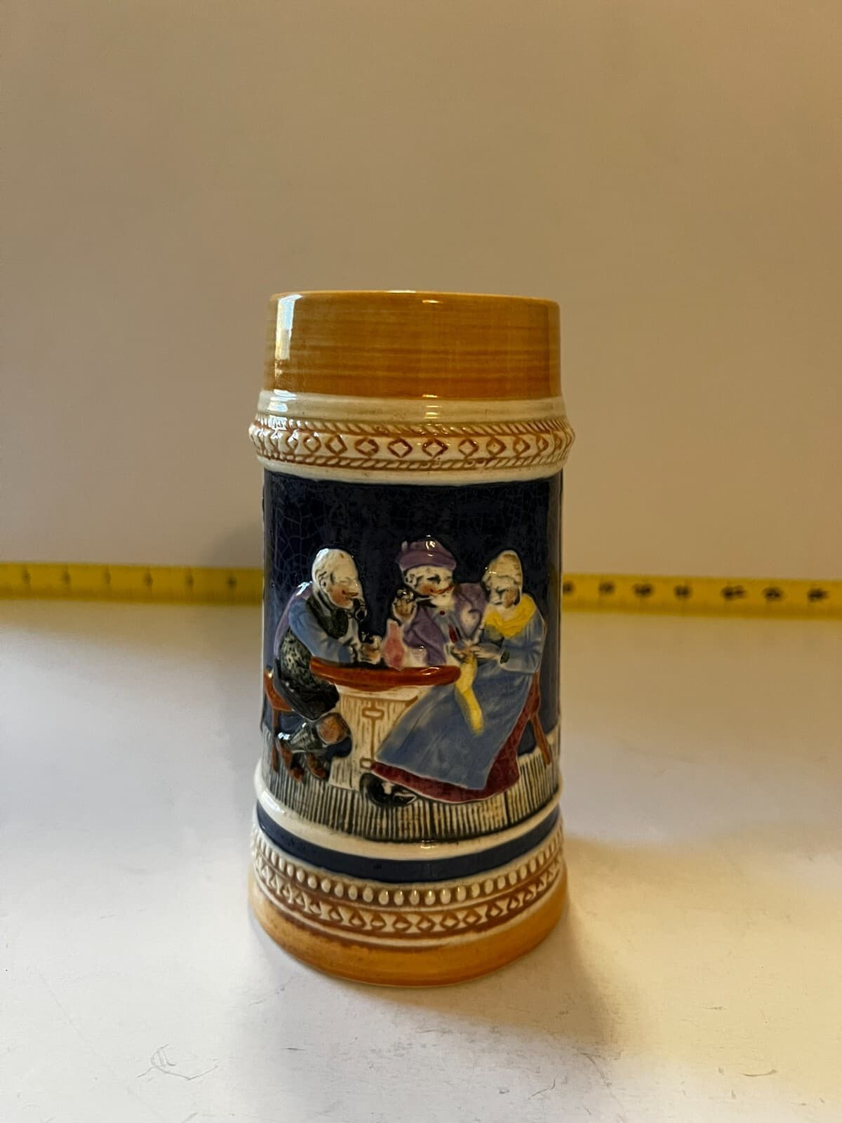 Vintage Ceramic Beer Stein Mug Made In Japan Raised Artwork Design Pub Glassware - Thumbnail 3